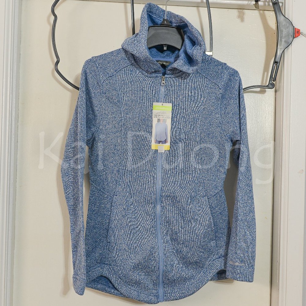 Eddie Bauer women Radiator Fleece 2.0 Long Full-zip hooded Jacket BLUE - Picture 2 of 10